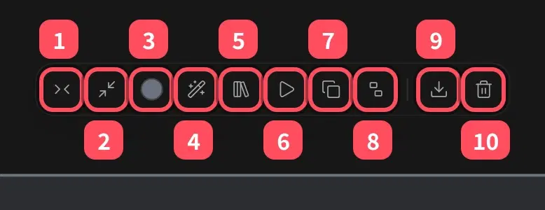 The group toolbar with ten numbered buttons