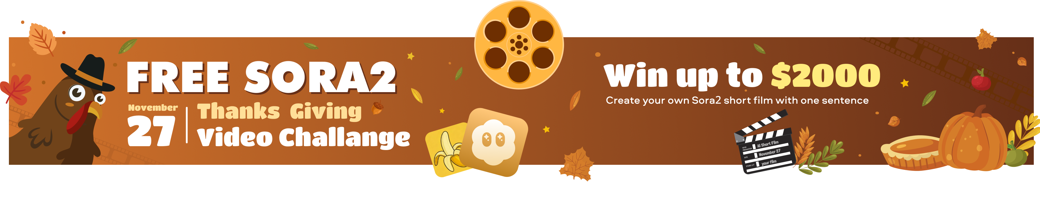 FREE SORA2 - Thanksgiving Video Challenge