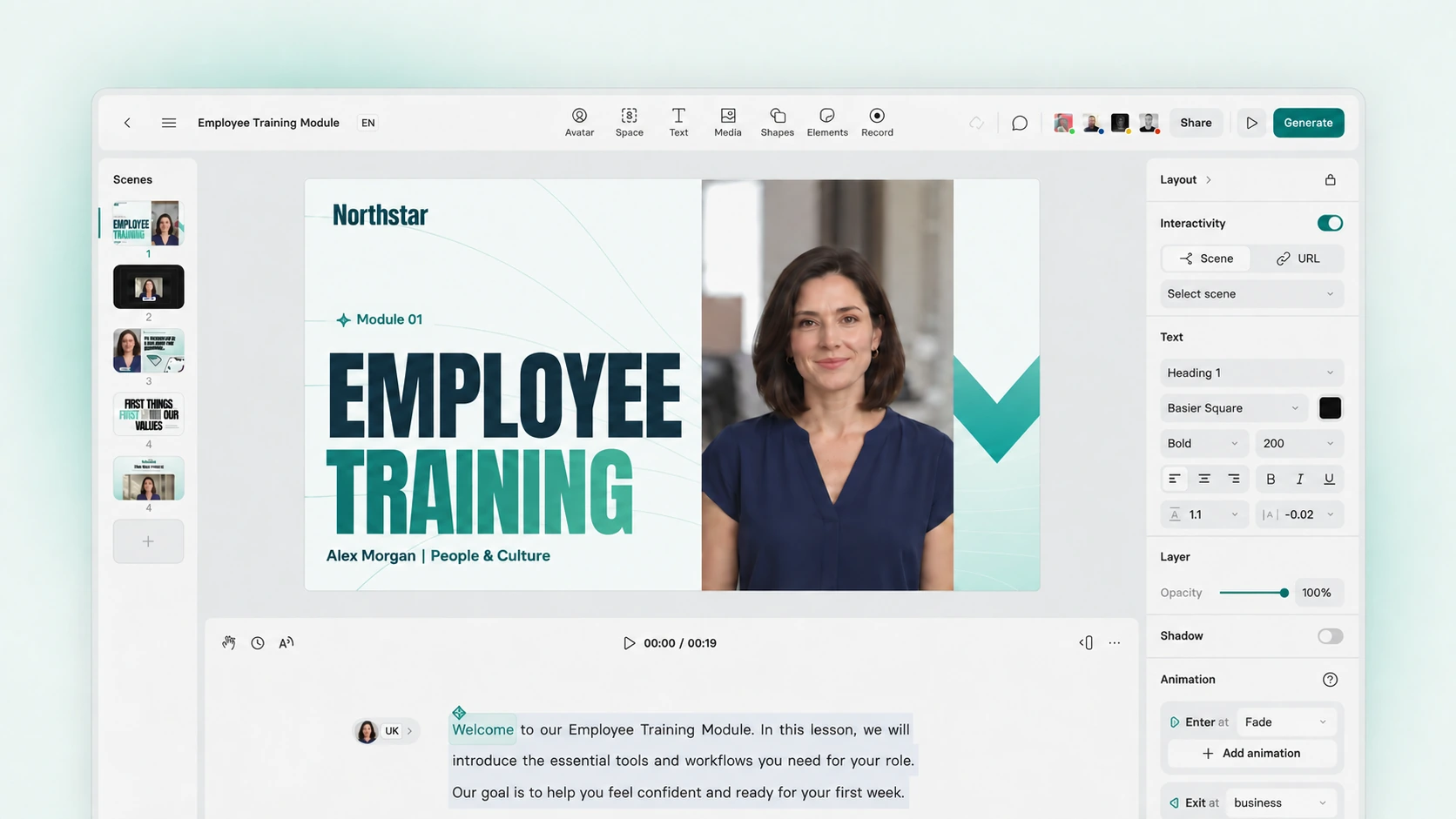 Employee training, with a presenter to guide the lesson.